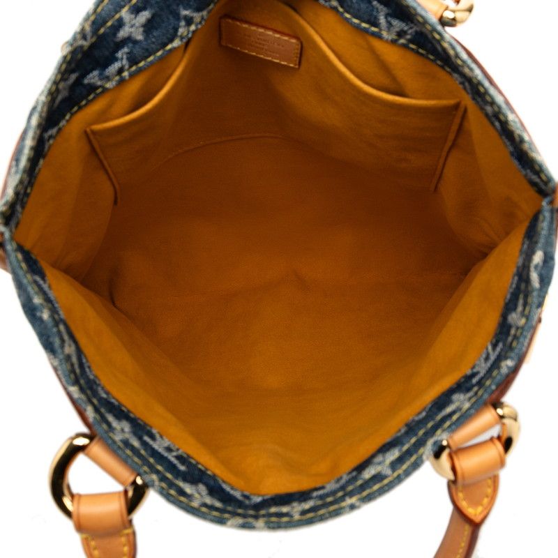 Louis Vuitton Monogram Denim Flat Shopper Handbag Tote Bag M95018 Indigo Blue