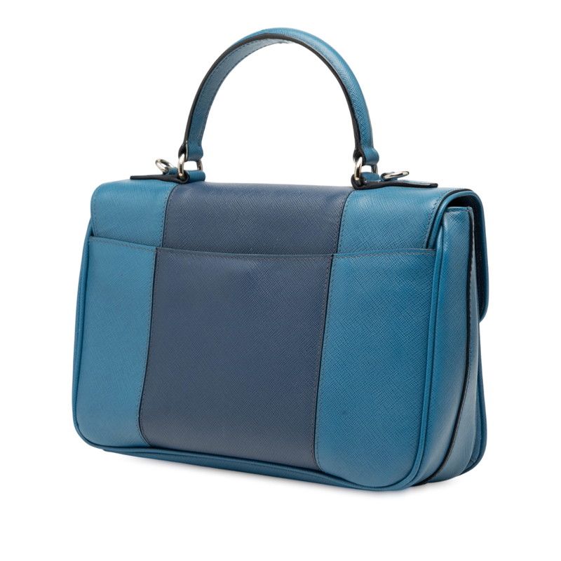 Prada Handbag Shoulder Bag 2WAY B2485c Blue Saffiano Leather Women Prada