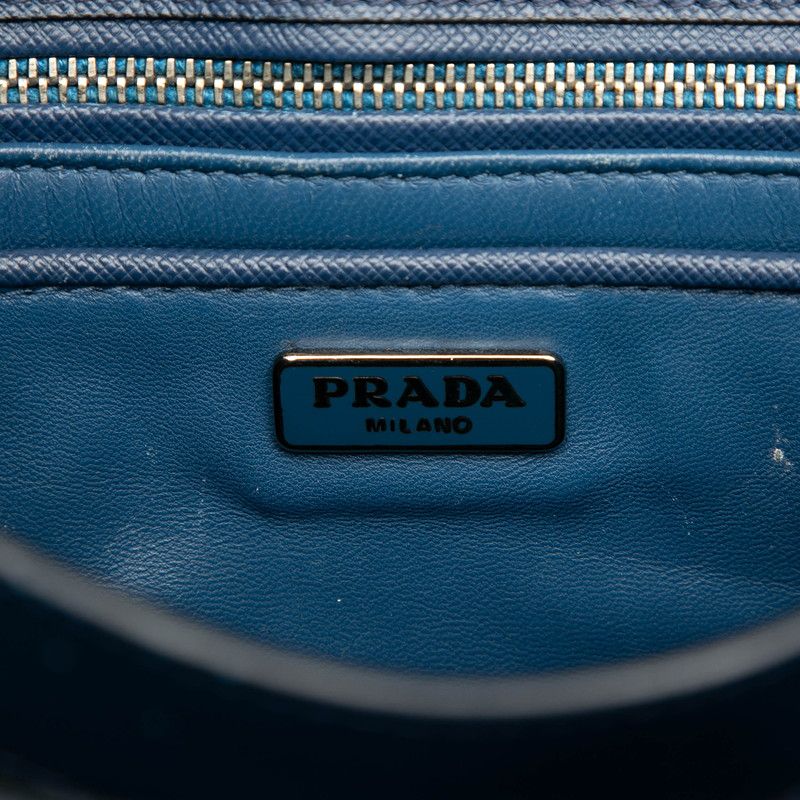 Prada Handbag Shoulder Bag 2WAY B2485c Blue Saffiano Leather Women Prada