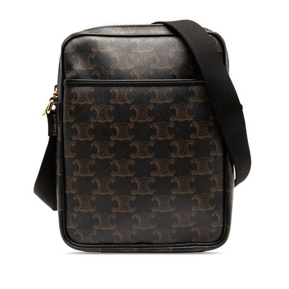 Celine Triomphe Crossbody Shoulder Bag Brown Black PVC Leather Women's Celine