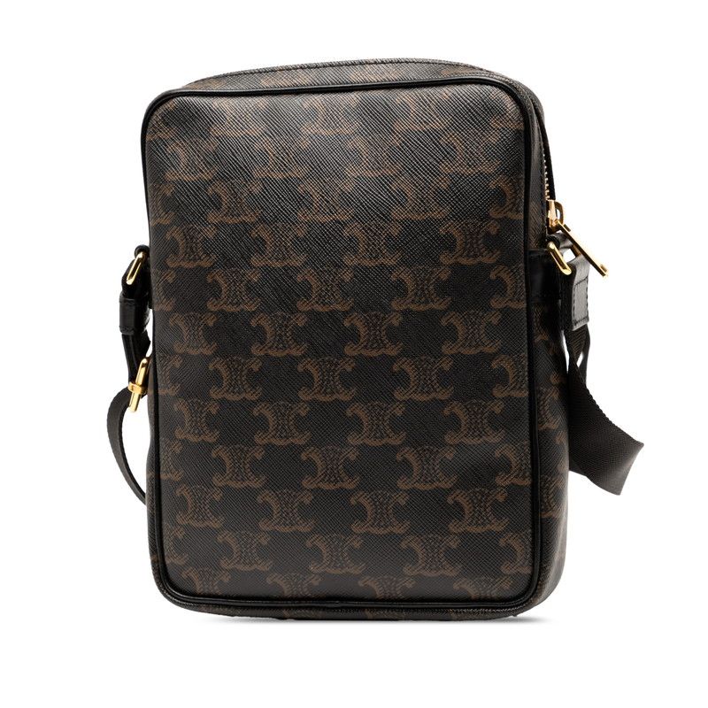 Celine Triomphe Crossbody Shoulder Bag Brown Black PVC Leather Women's Celine