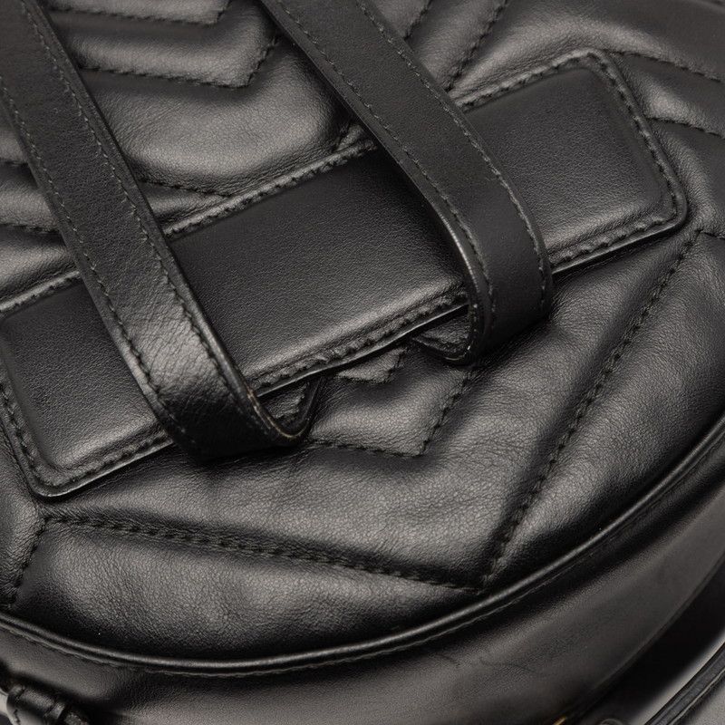 Gucci GG Marmont Animal Pattern Butterfly Backpack 476671 Black Leather Women's