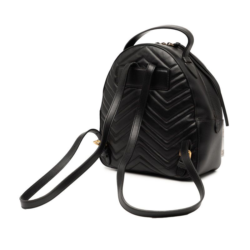 Gucci GG Marmont Animal Pattern Butterfly Backpack 476671 Black Leather Women's