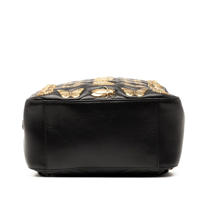 Gucci GG Marmont Animal Pattern Butterfly Backpack 476671 Black Leather Women's