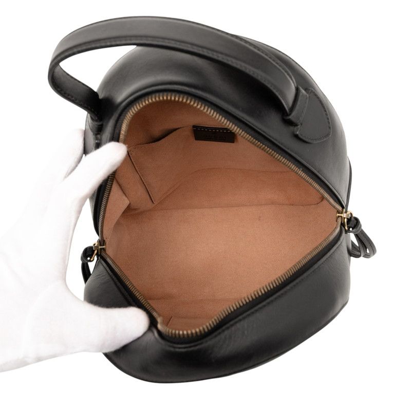 Gucci GG Marmont Animal Pattern Butterfly Backpack 476671 Black Leather Women's