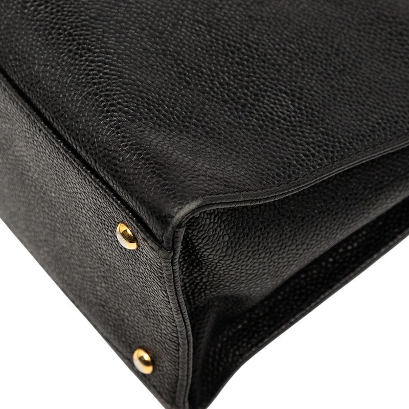 Chanel Coco Mark Chain Shoulder Bag Black Caviar Skin Women's Chanel