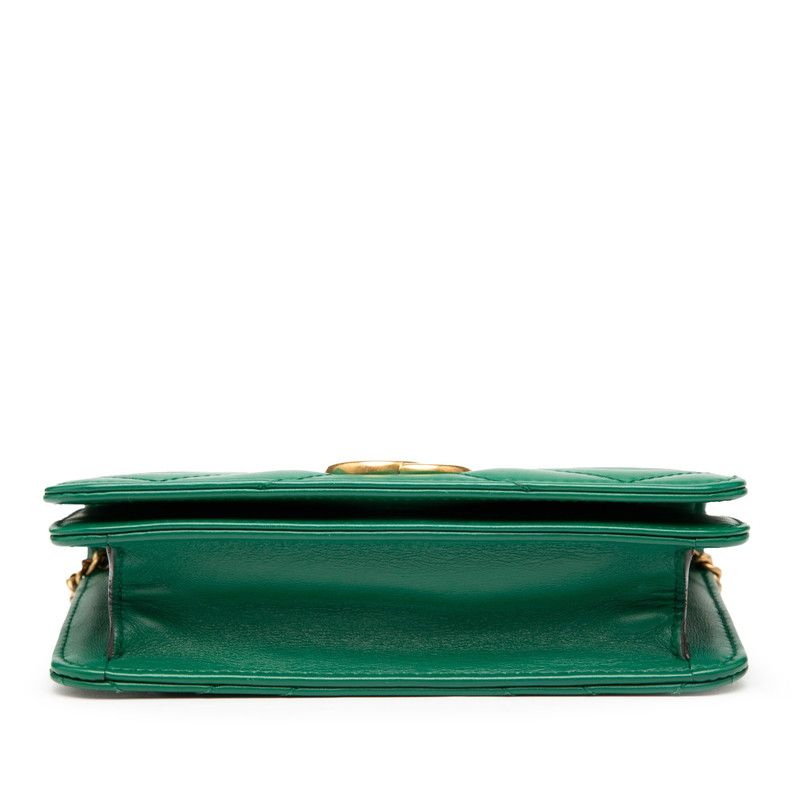 Gucci GG Marmont Chain Shoulder Bag 488426 Green Leather Women Gucci