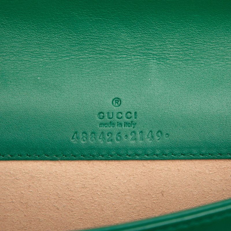 Gucci GG Marmont Chain Shoulder Bag 488426 Green Leather Women Gucci