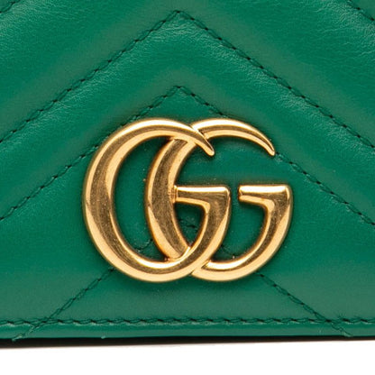 Gucci GG Marmont Chain Shoulder Bag 488426 Green Leather Women Gucci