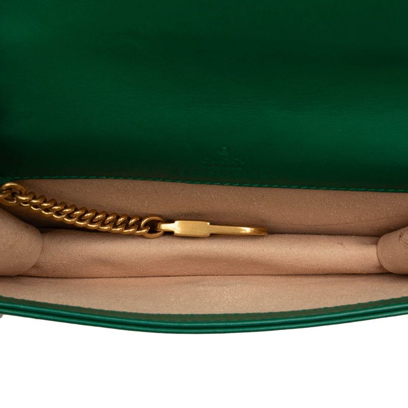 Gucci GG Marmont Chain Shoulder Bag 488426 Green Leather Women Gucci