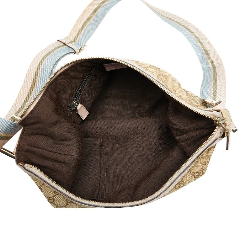 Gucci GG Campus Sherry Line Crossbody Shoulder Bag 181092 Beige Pink Canvas