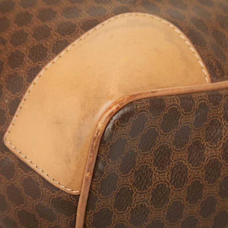 Celine Macadam Boston Bag Travel Bag Brown Beige PVC Leather Women Celine