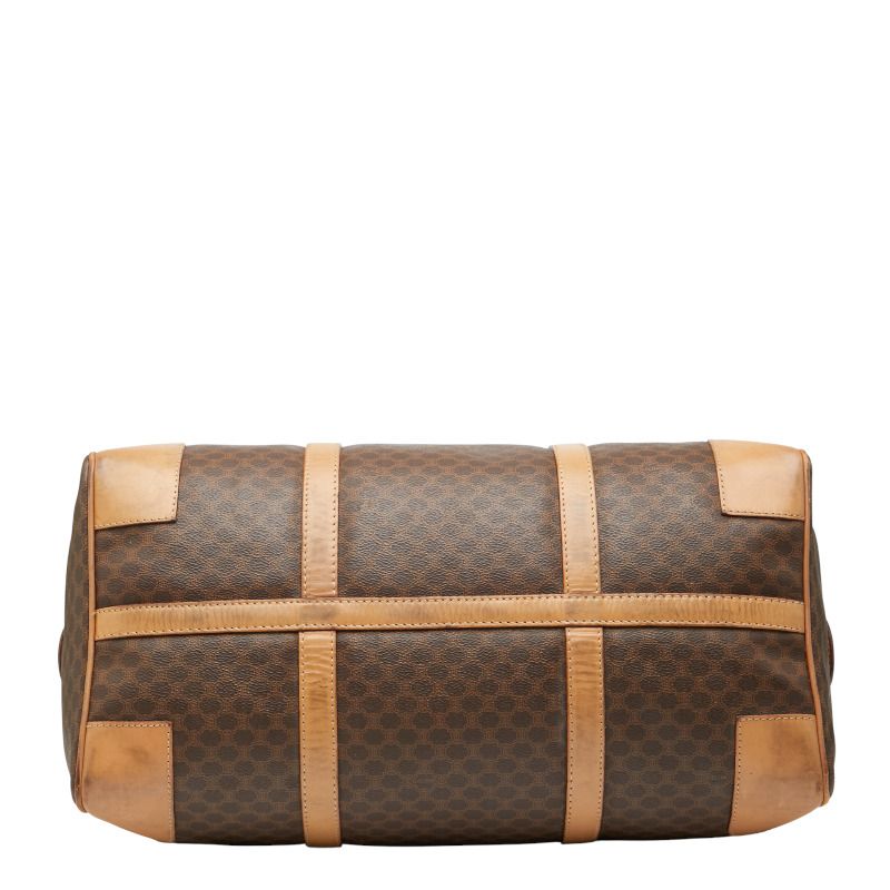 Celine Macadam Boston Bag Travel Bag Brown Beige PVC Leather Women Celine