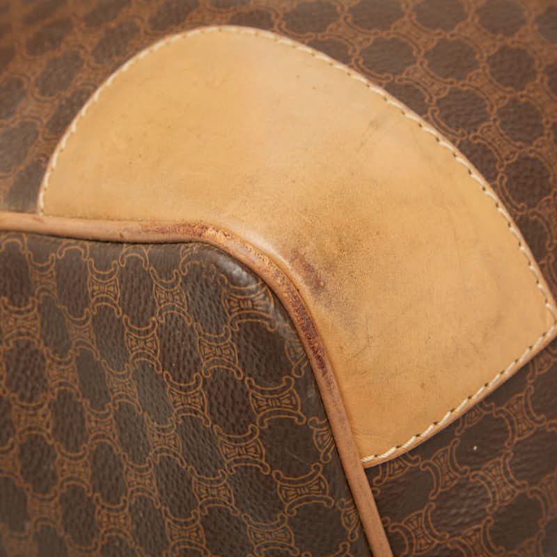 Celine Macadam Boston Bag Travel Bag Brown Beige PVC Leather Women Celine