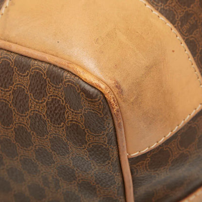 Celine Macadam Boston Bag Travel Bag Brown Beige PVC Leather Women Celine