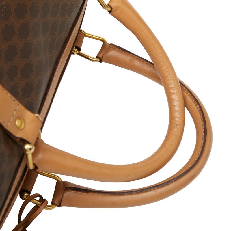 Celine Macadam Boston Bag Travel Bag Brown Beige PVC Leather Women Celine