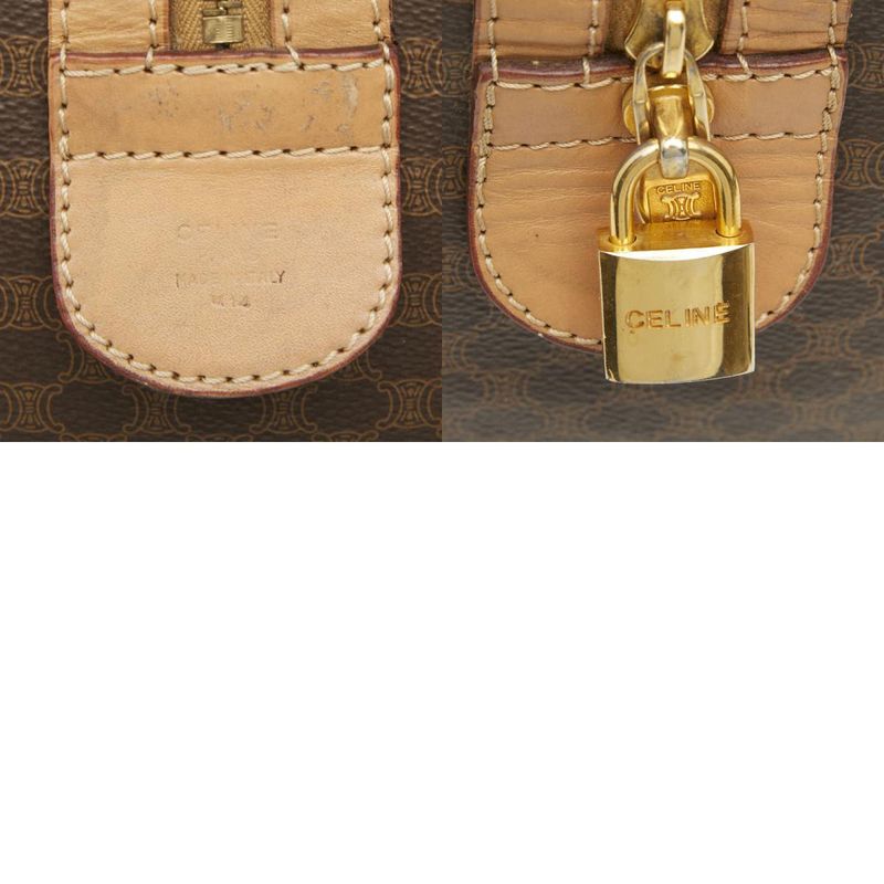 Celine Macadam Boston Bag Travel Bag Brown Beige PVC Leather Women Celine