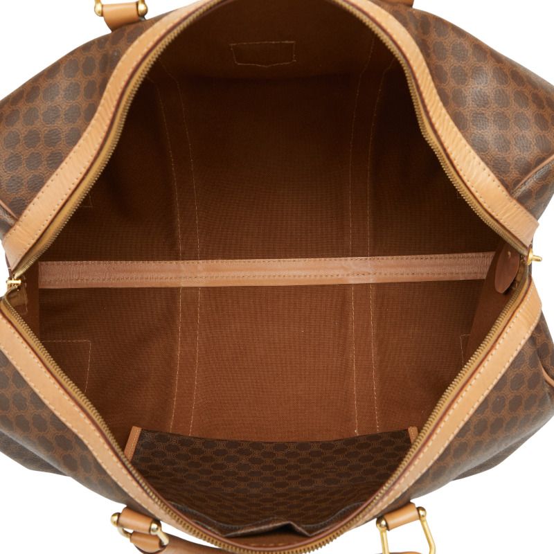 Celine Macadam Boston Bag Travel Bag Brown Beige PVC Leather Women Celine