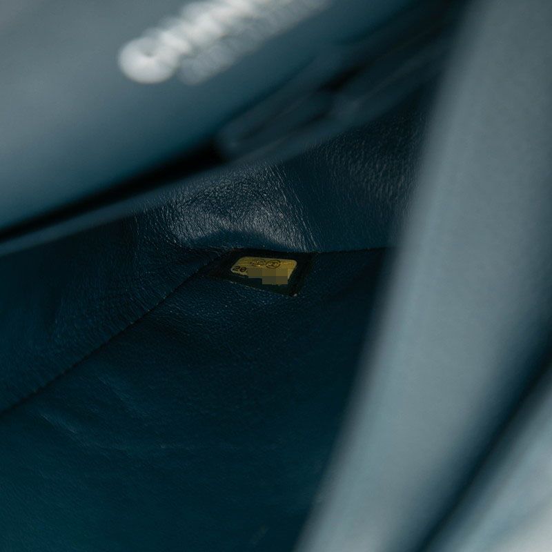 Chanel Matelasse Double Flap Chain Shoulder Bag Blue Caviar Skin Women Chanel