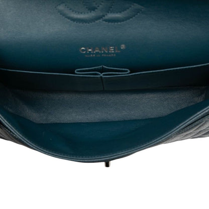 Chanel Matelasse Double Flap Chain Shoulder Bag Blue Caviar Skin Women Chanel