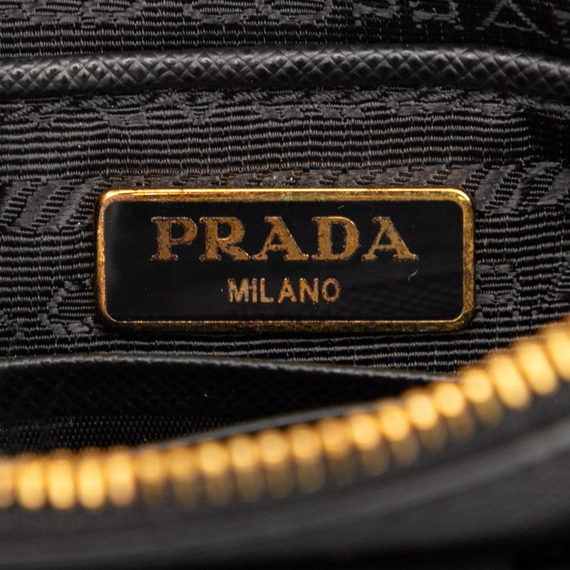 Prada Ribbon Clutch Bag Wristlet Pouch 1nh001 Black Leather Women Prada