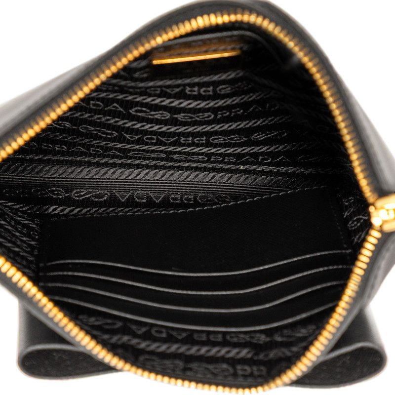 Prada Ribbon Clutch Bag Wristlet Pouch 1nh001 Black Leather Women Prada
