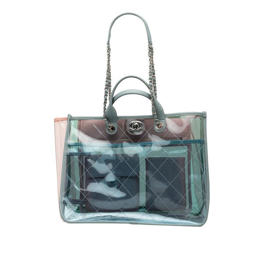 Chanel Coco Splash Large Shopping Bag Handbag One Shoulder Bag Clear Blue