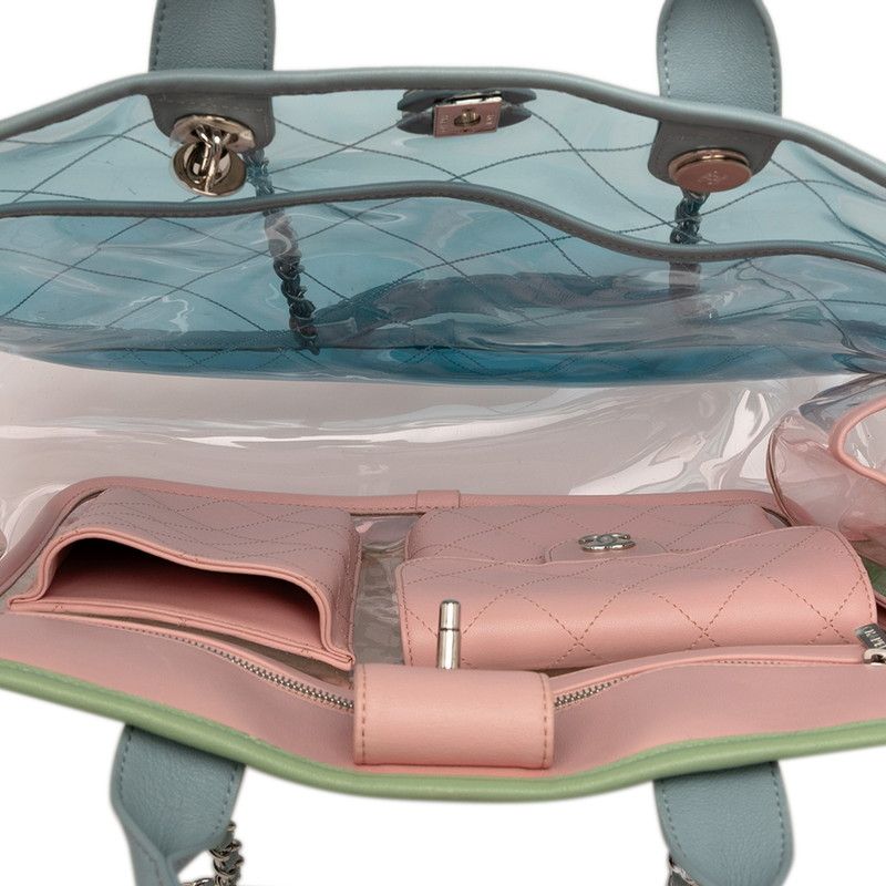 Chanel Coco Splash Large Shopping Bag Handbag One Shoulder Bag Clear Blue