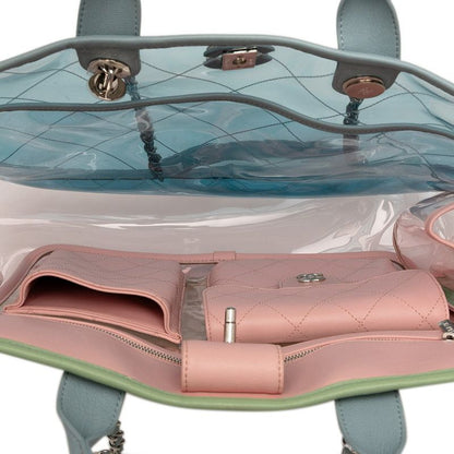 Chanel Coco Splash Large Shopping Bag Handbag One Shoulder Bag Clear Blue