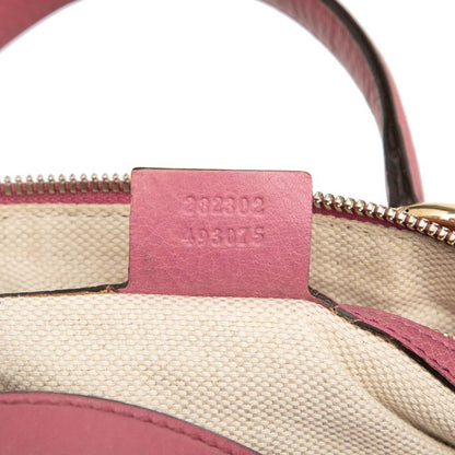 Gucci Soho Interlocking G Mini Boston Bag Handbag 282302 Pink Leather Women
