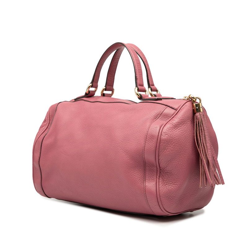 Gucci Soho Interlocking G Mini Boston Bag Handbag 282302 Pink Leather Women