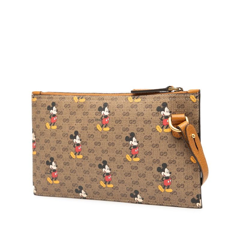 Gucci X Disney Collaboration GG Supreme Accessories Pouch 547947 Beige PVC