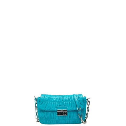 Prada Nappa Gaufre Chain Shoulder Bag Bt0939 Blue Leather Women Prada