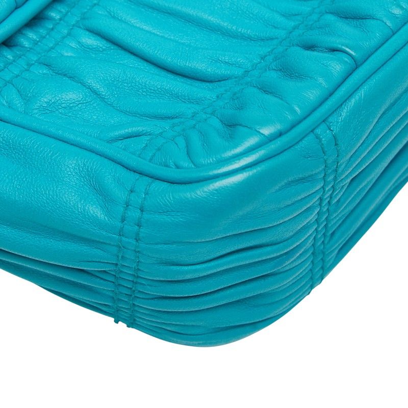 Prada Nappa Gaufre Chain Shoulder Bag Bt0939 Blue Leather Women Prada