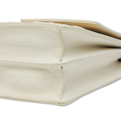 Diorama Studded Chain Shoulder Bag White Ivory Gold Leather Women's Dior