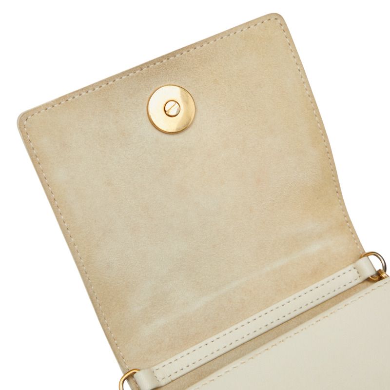 Diorama Studded Chain Shoulder Bag White Ivory Gold Leather Women's Dior