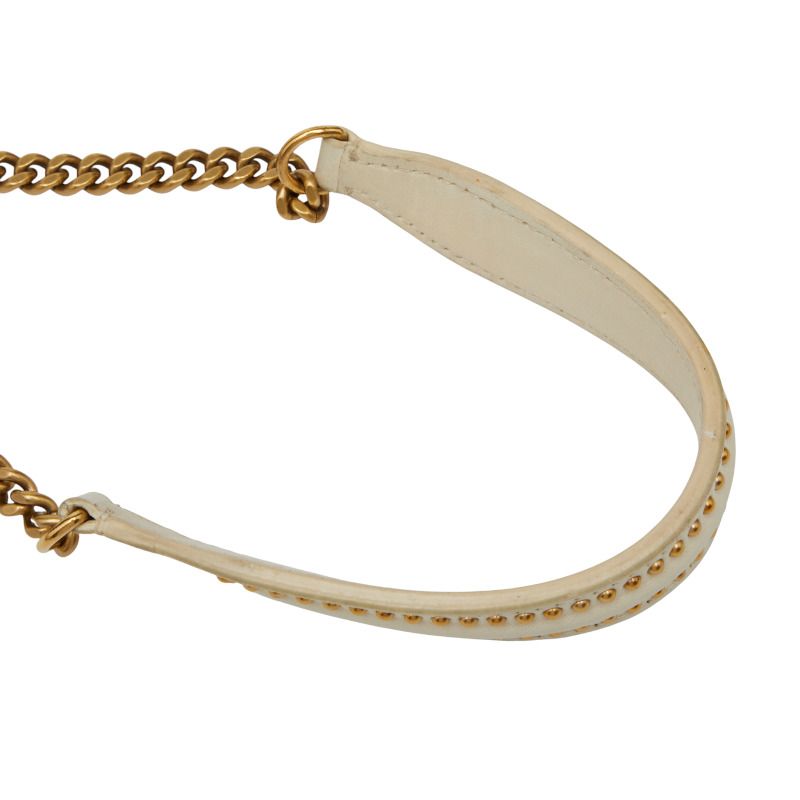 Diorama Studded Chain Shoulder Bag White Ivory Gold Leather Women's Dior