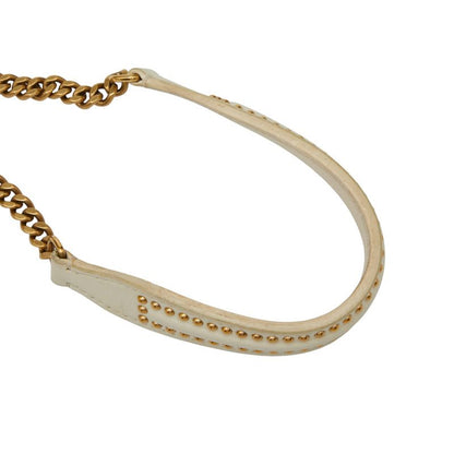 Diorama Studded Chain Shoulder Bag White Ivory Gold Leather Women's Dior