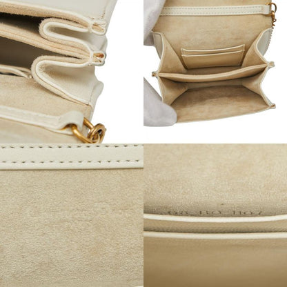 Diorama Studded Chain Shoulder Bag White Ivory Gold Leather Women's Dior