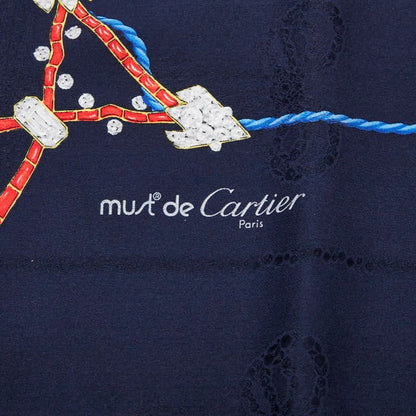 Cartier Must De Cartier Jewelry Motif Navy Multicolor Silk Women's Cartier