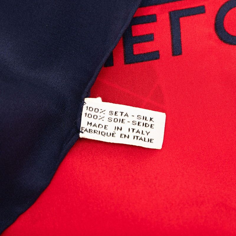 Chanel Logo Matelasse Bag Motif Red Navy Multicolor Silk Women Chanel