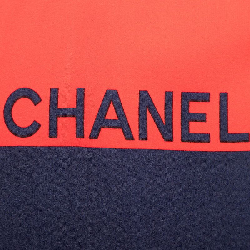 Chanel Logo Matelasse Bag Motif Red Navy Multicolor Silk Women Chanel