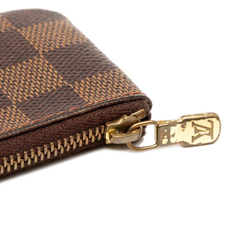 Louis Vuitton Damier Pochette Cles Coin Case Key Case N62658 Brown PVC Leather