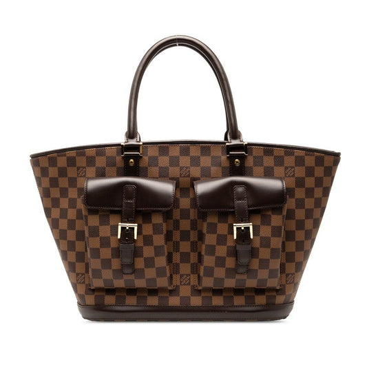 Louis Vuitton Damier Manosque GM Tote Handbag N51120 Brown PVC Leather Women