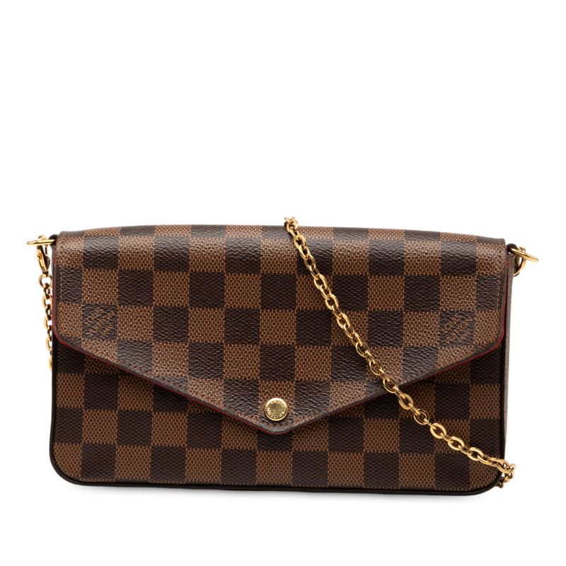 Louis Vuitton Damier Pochette Felicie Crossbody Chain Shoulder Bag N40492 Brown