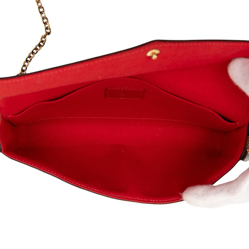 Louis Vuitton Damier Pochette Felicie Crossbody Chain Shoulder Bag N40492 Brown