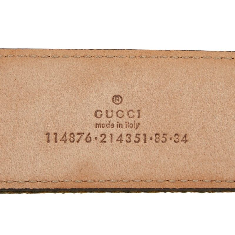 Gucci Interlocking G Belt 8534 114876 Khaki Pink Leather Canvas Men's Gucci