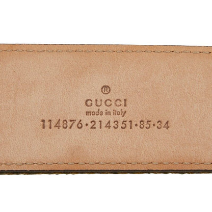 Gucci Interlocking G Belt 8534 114876 Khaki Pink Leather Canvas Men's Gucci