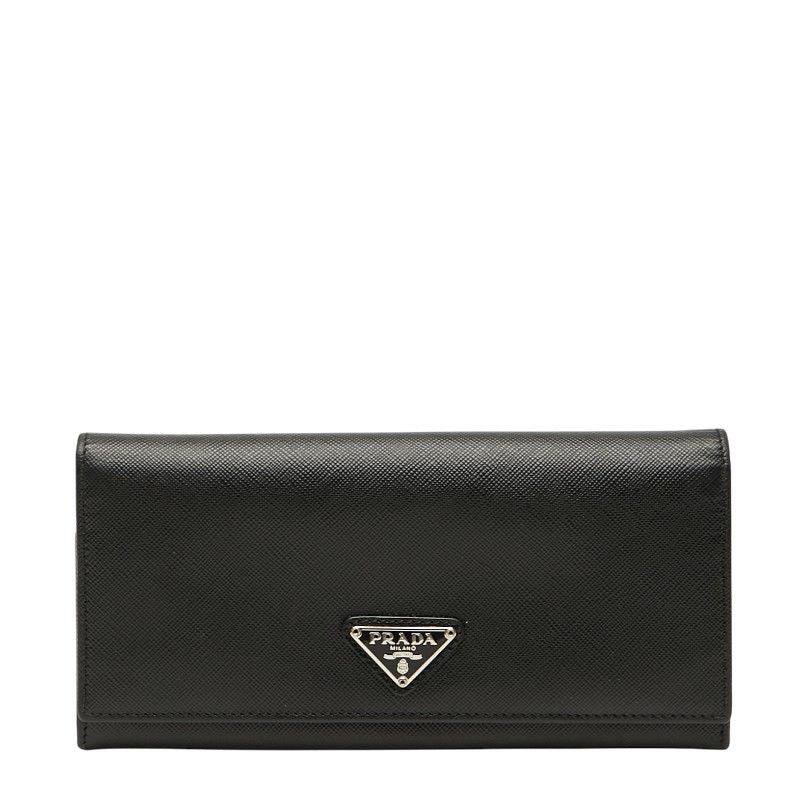 Prada Triangle Logo Plate Black Leather Women Prada