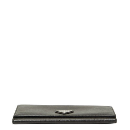 Prada Triangle Logo Plate Black Leather Women Prada